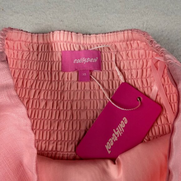 NEW Edikted Pink Stapless Linen Look Babydoll Top Size XS - Picture 3 of 5
